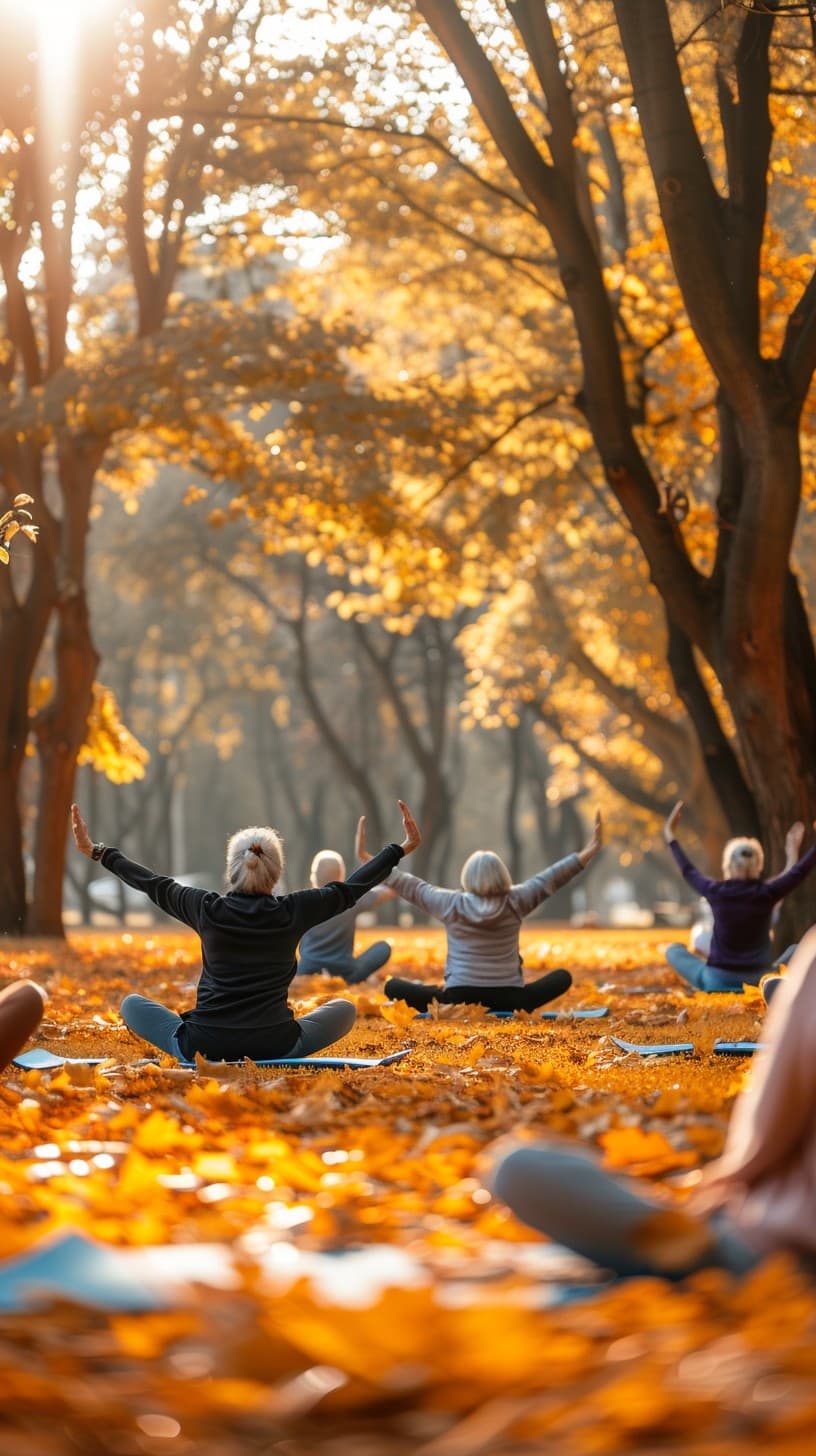 yoga in de herfst buiten